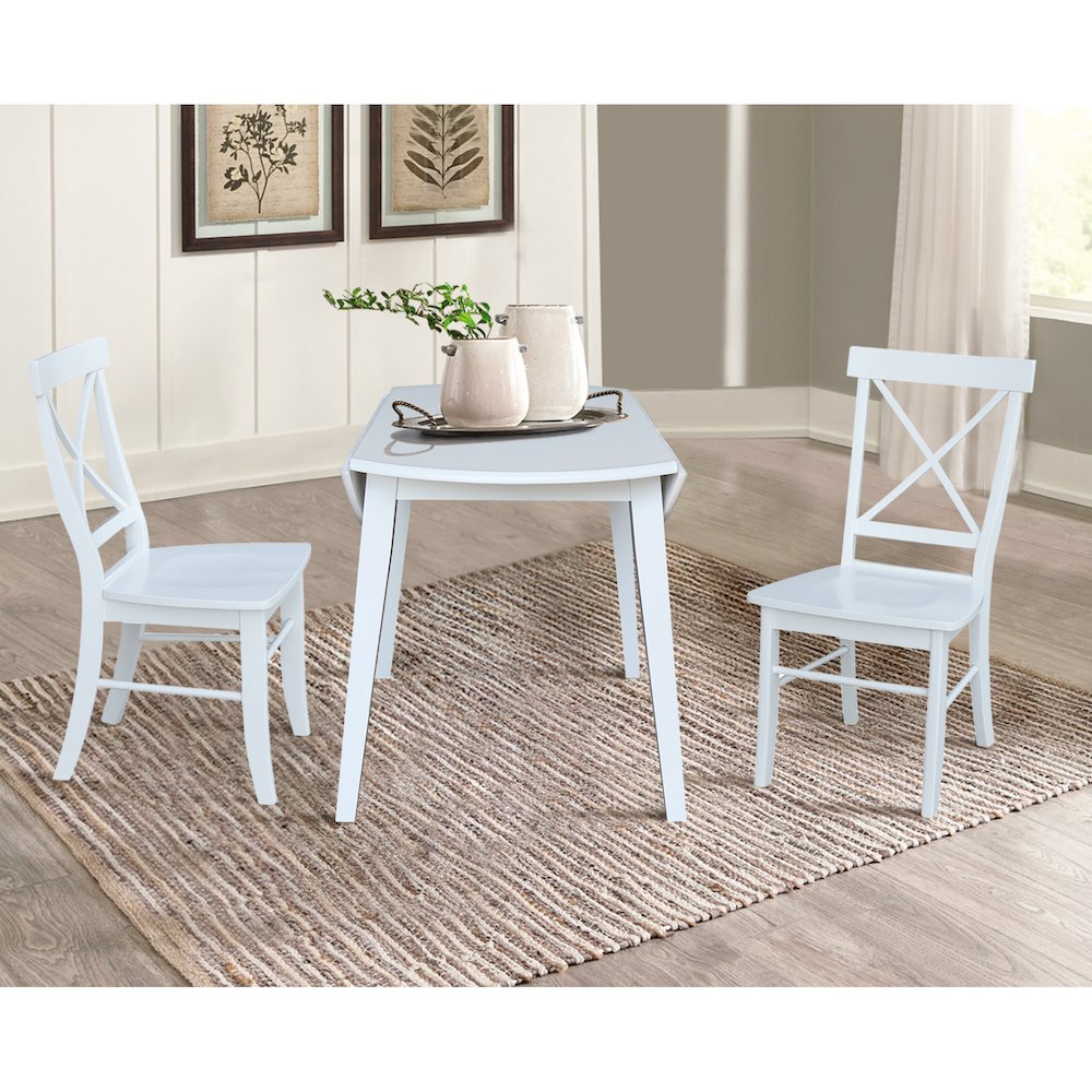 Set of 3 pcs - 42" Round Dual Drop Leaf Table with 2 RTA chairs. Picture 5
