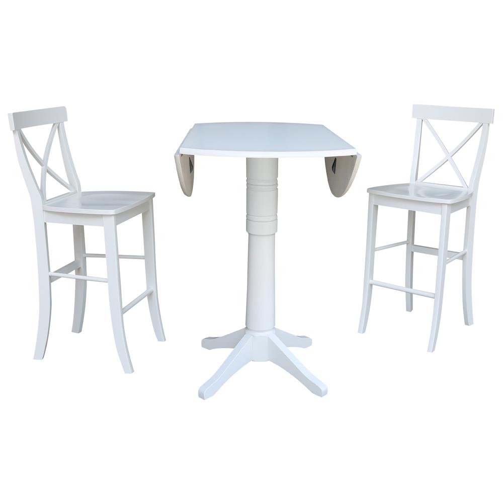 42 In Round Pedestal Bar Height Table with 2 Bar Height Stools. Picture 2