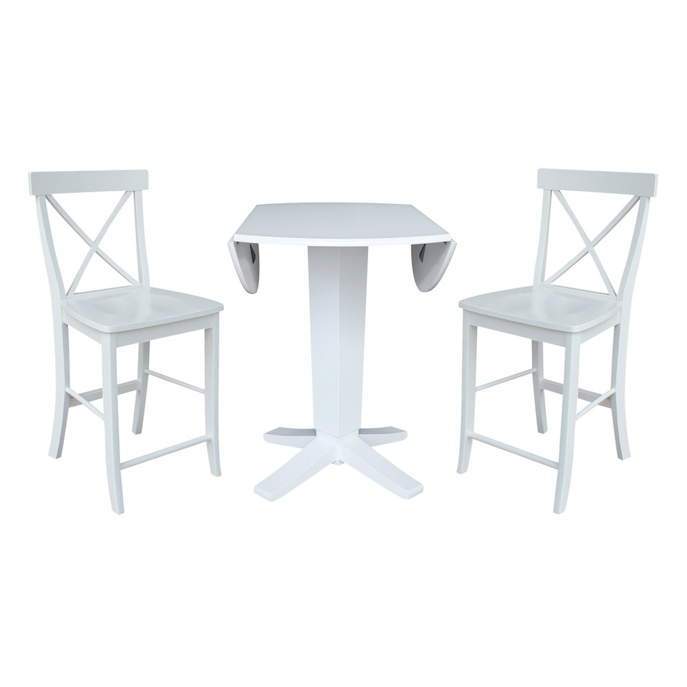 42 in Counter Height Dining Table with 2 Stools in White - 3 Piece Set. Picture 8