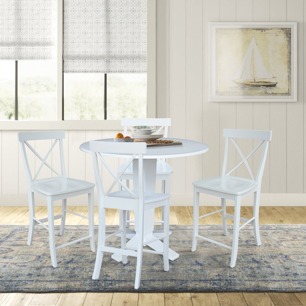 42 in Counter Height Dining Table with 4 Stools in White - 5 Piece Set. Picture 2