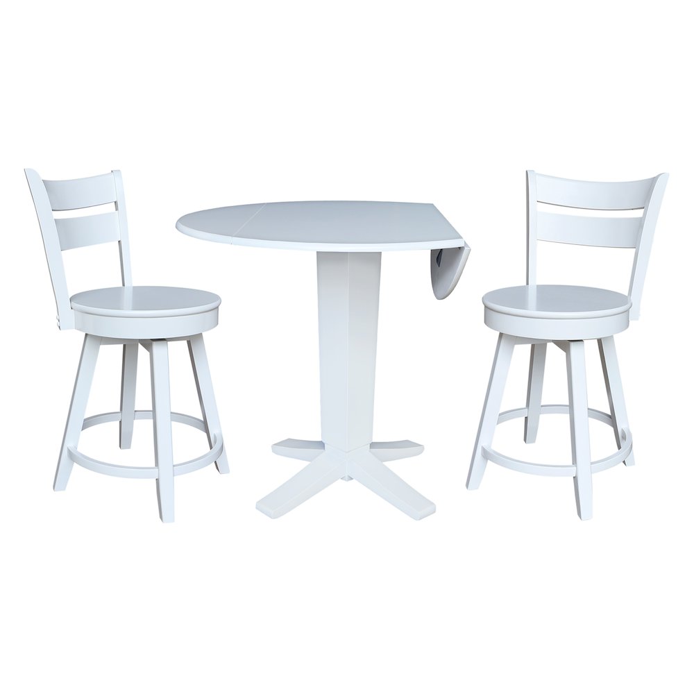 42 in Counter Height Dining Table with 2 Stools in White - 3 Piece Set. Picture 6