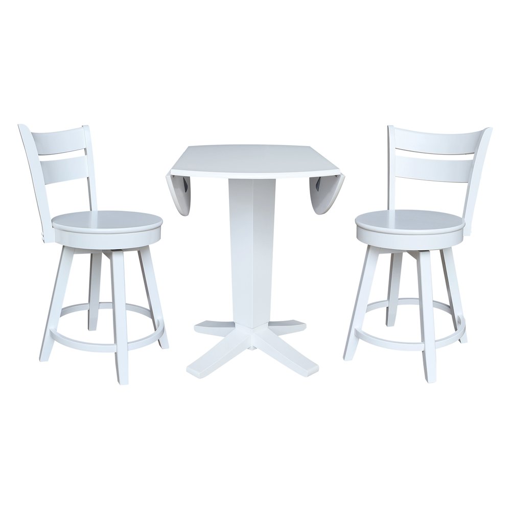42 in Counter Height Dining Table with 2 Stools in White - 3 Piece Set. Picture 8