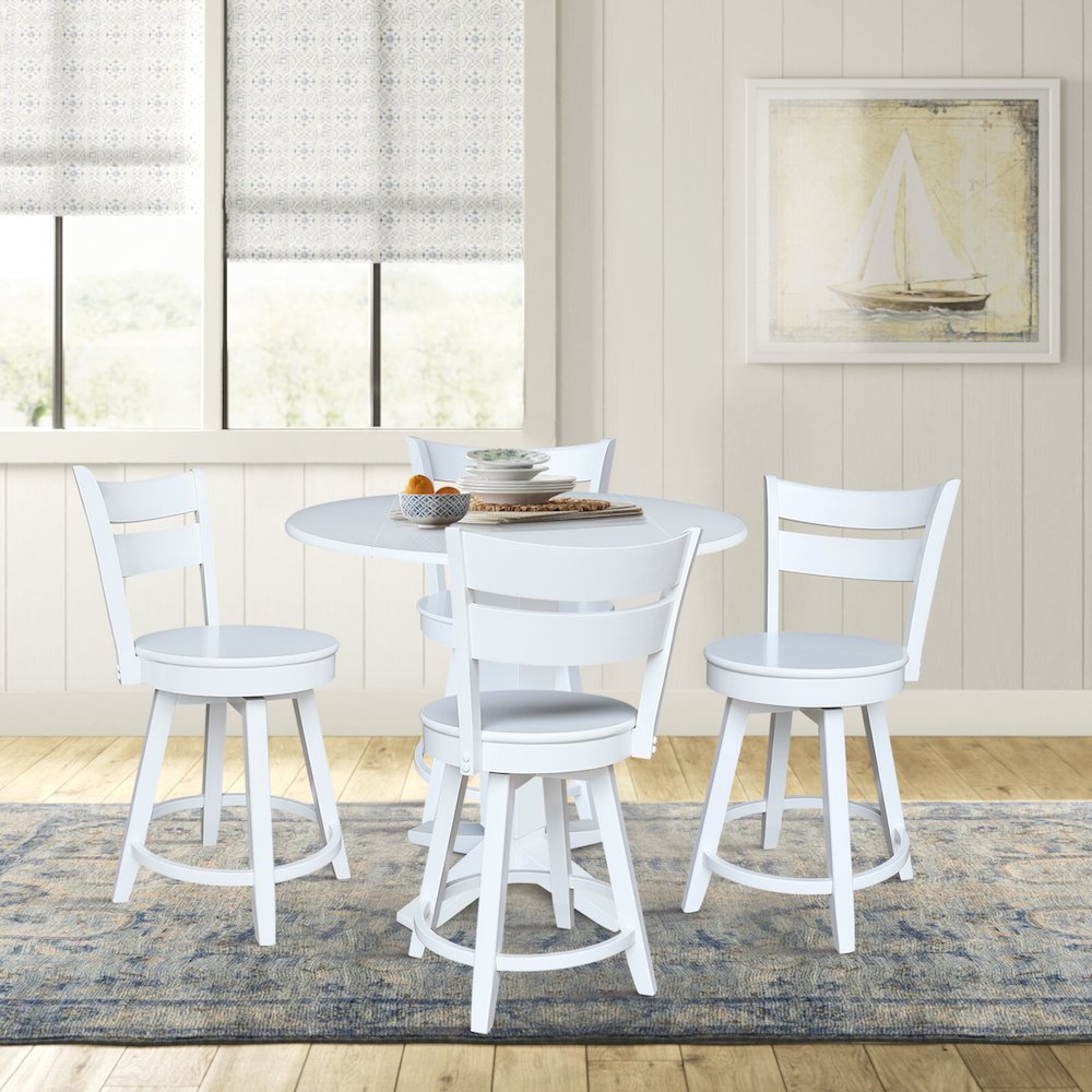 42 in Counter Height Dining Table with 4 Stools in White - 5 Piece Set. Picture 2