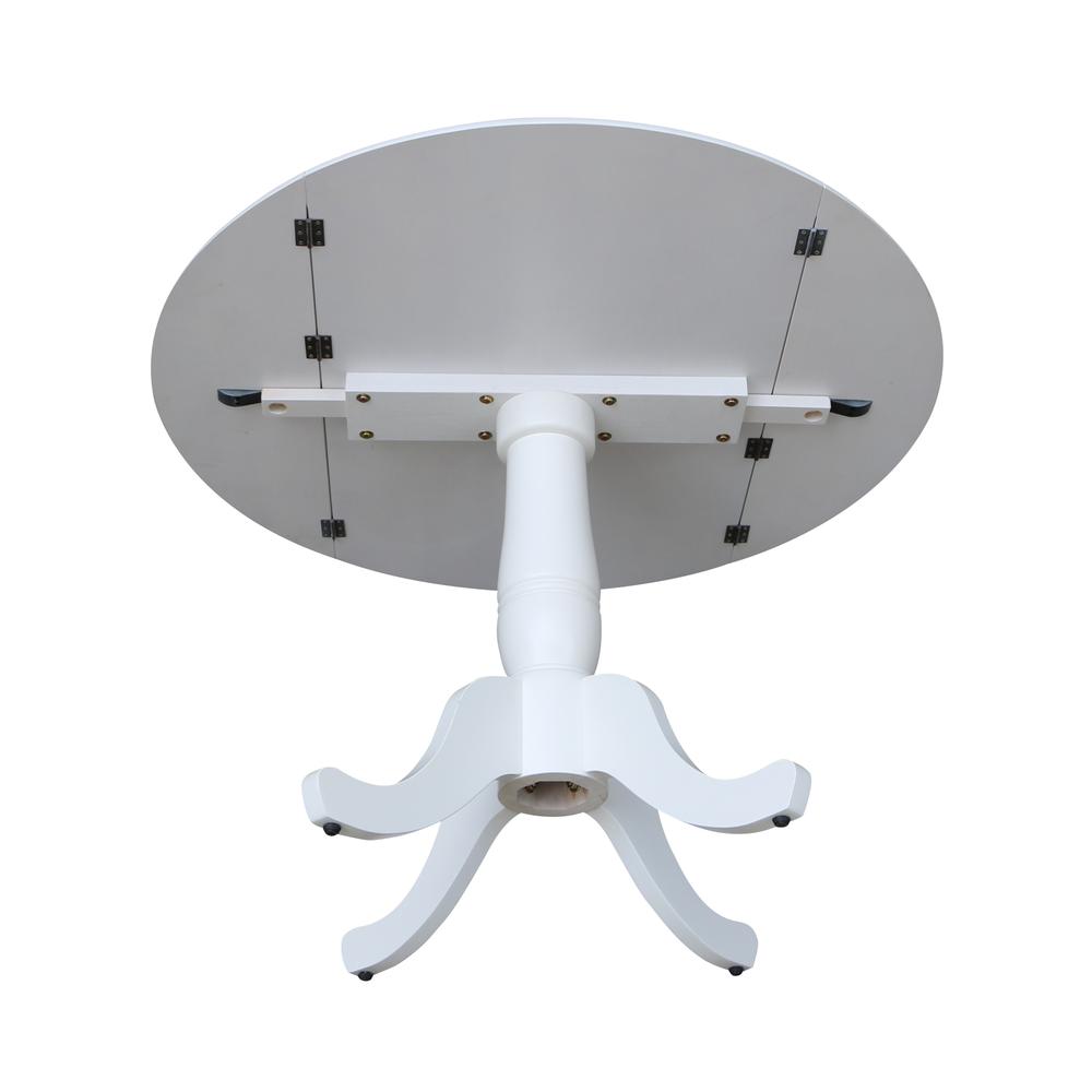 42 In Round dual drop Leaf Pedestal Table - 29.5 "H, White. Picture 7