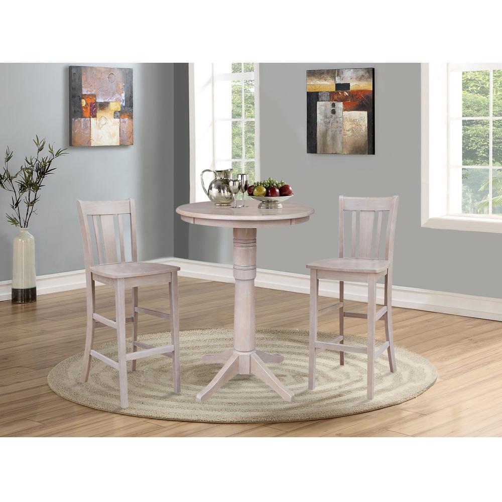 30" Round Pedestal Bar Height Table With 2 San Remo  Bar Height Stools. Picture 2