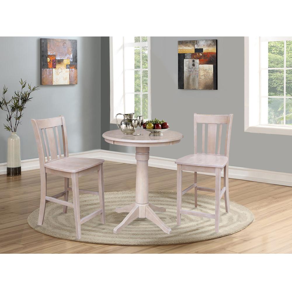 30" Round Pedestal Gathering Height Table With 2 San Remo Counter Height Stools. Picture 2