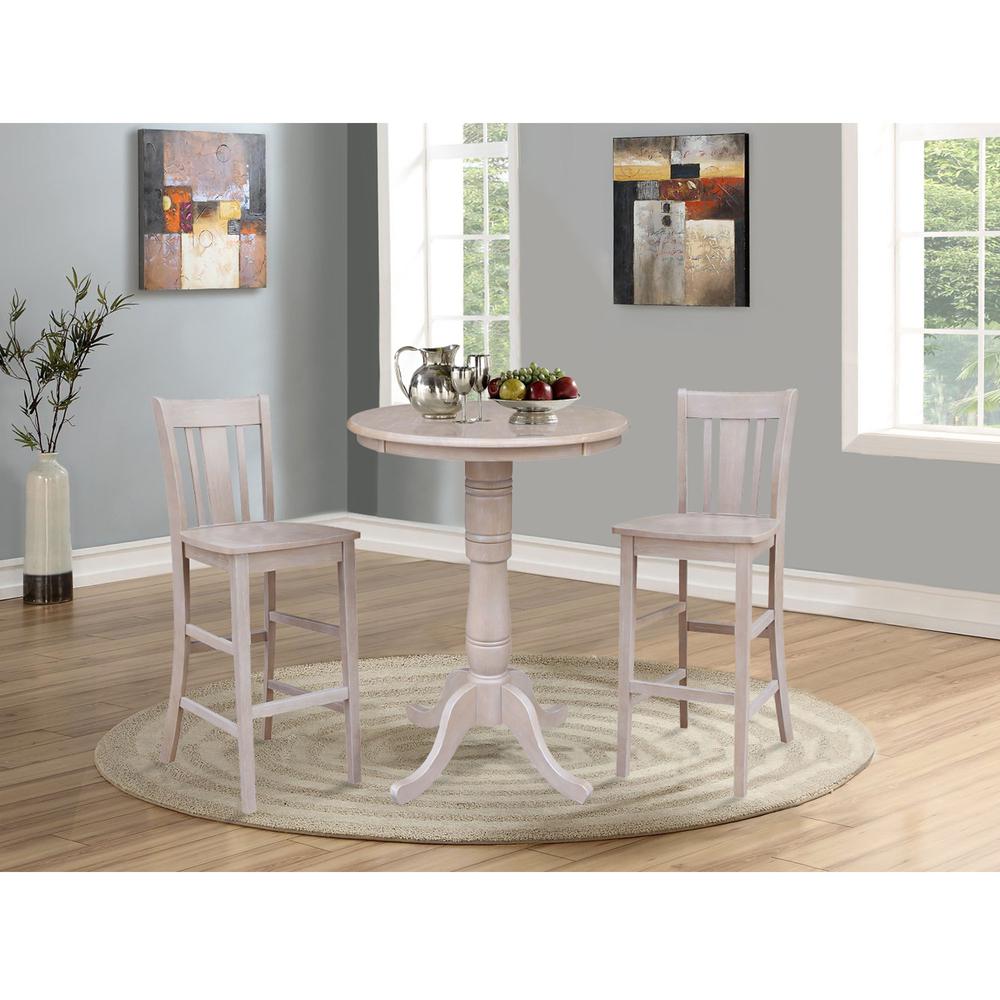 30" Round Pedestal Bar Height Table With 2 San Remo  Bar Height Stools. Picture 2