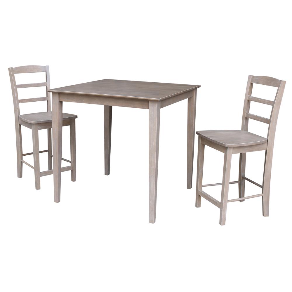 36X36 Counter Height Dining Table With 2 Madrid Counter Height Stools. Picture 1
