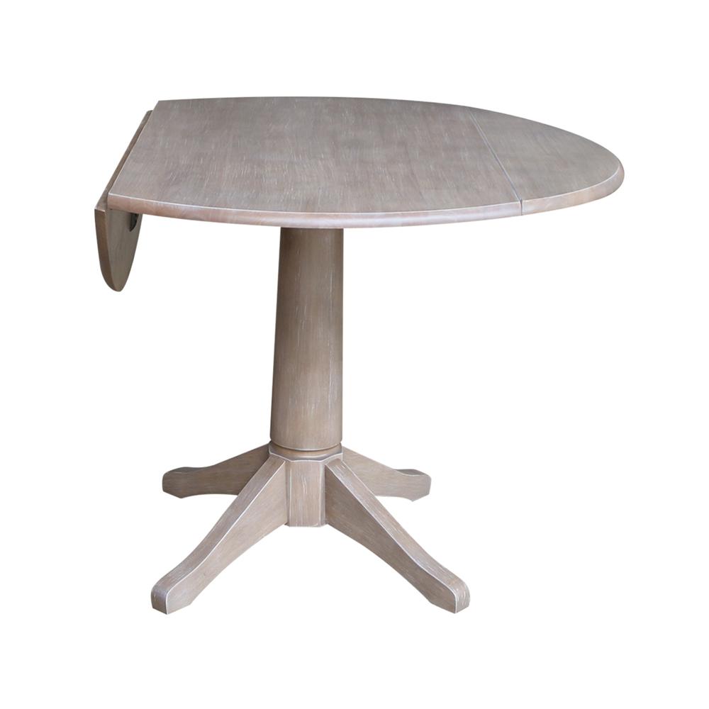 42" Round Dual Drop Leaf Pedestal Table - 30.3"H. Picture 2