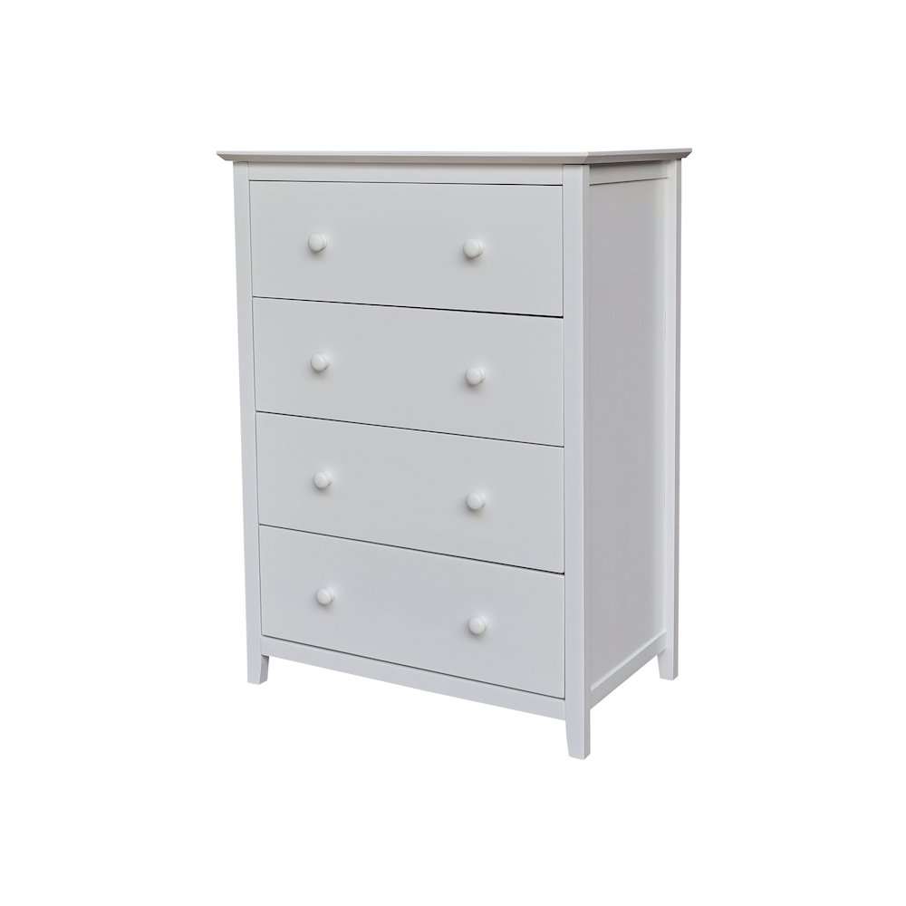 Solid Wood Bedroom Dresser/Chest with 4 Drawers, White. Picture 1