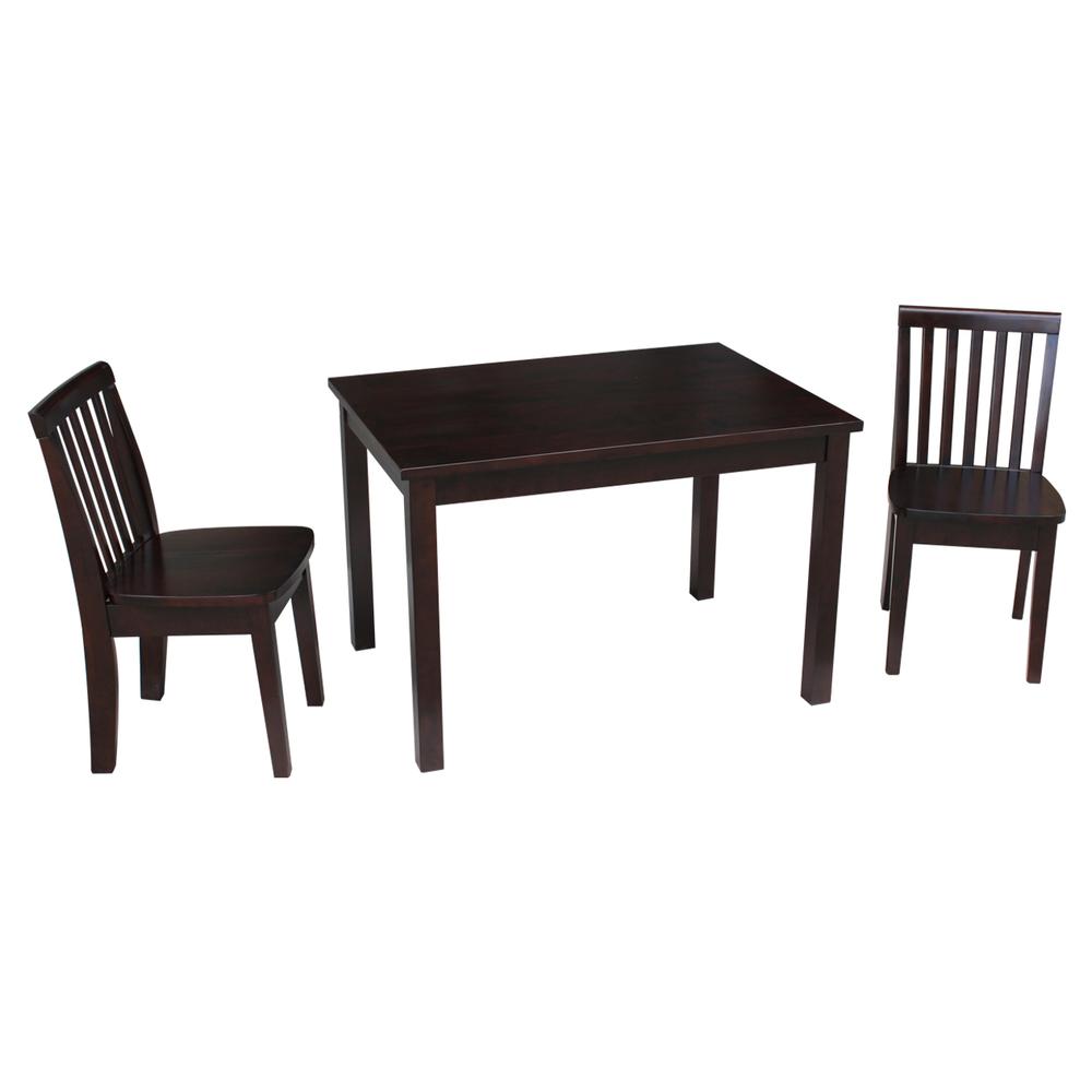 Table With 2 Mission Juvenile Chairs, Rich Mocha. Picture 1