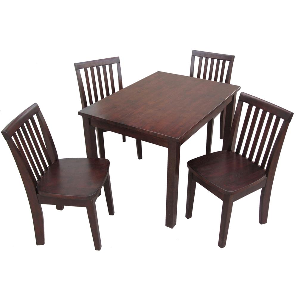 Table With 4 Mission Juvenile Chairs, Rich Mocha. Picture 1