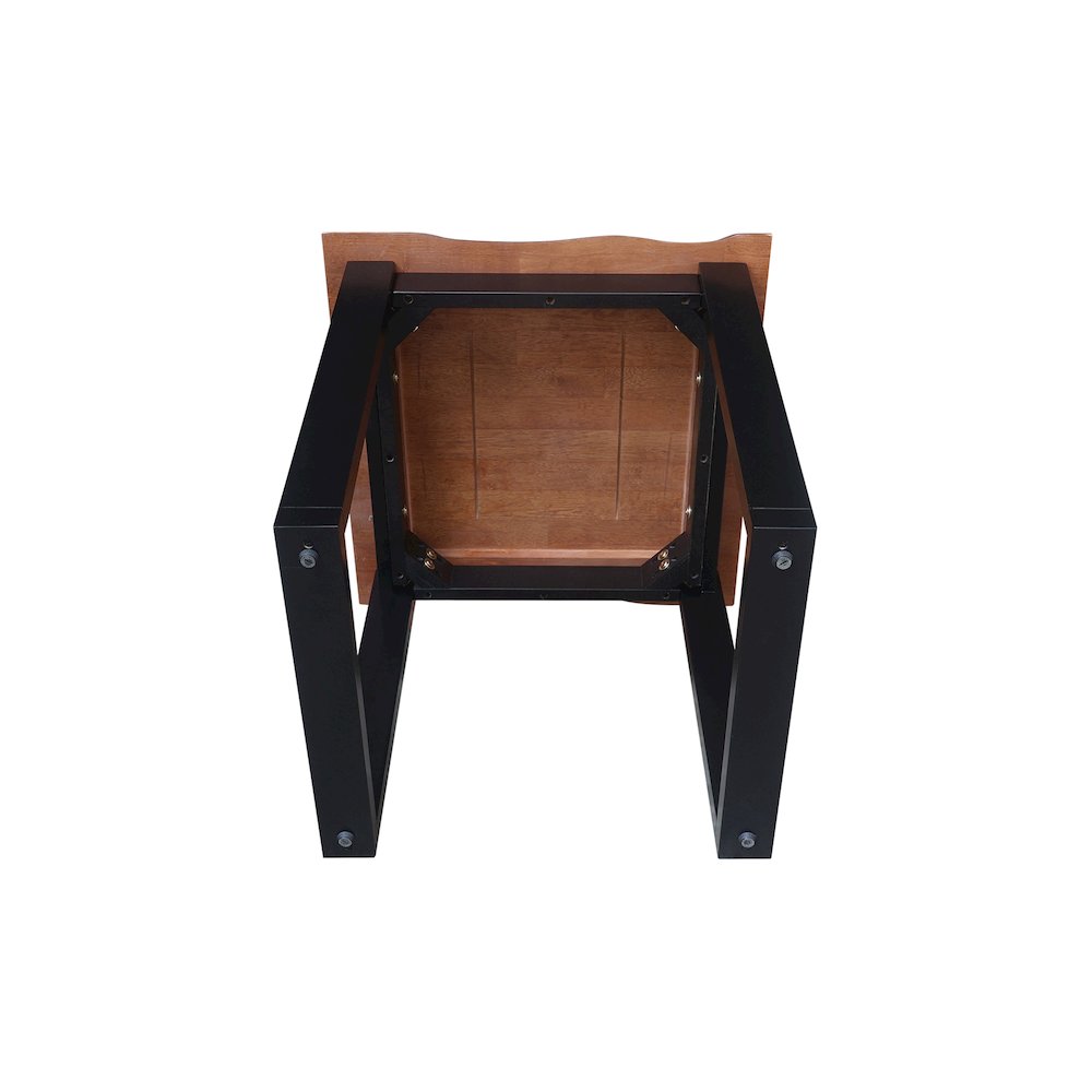 Live Edge Solid Wood End Table, Bourbon Oak/Black. Picture 4