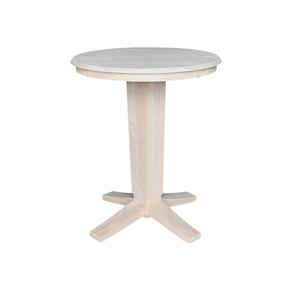 30 in Round Top Counter Height Pedestal Dining Table in Unfinished. Picture 4