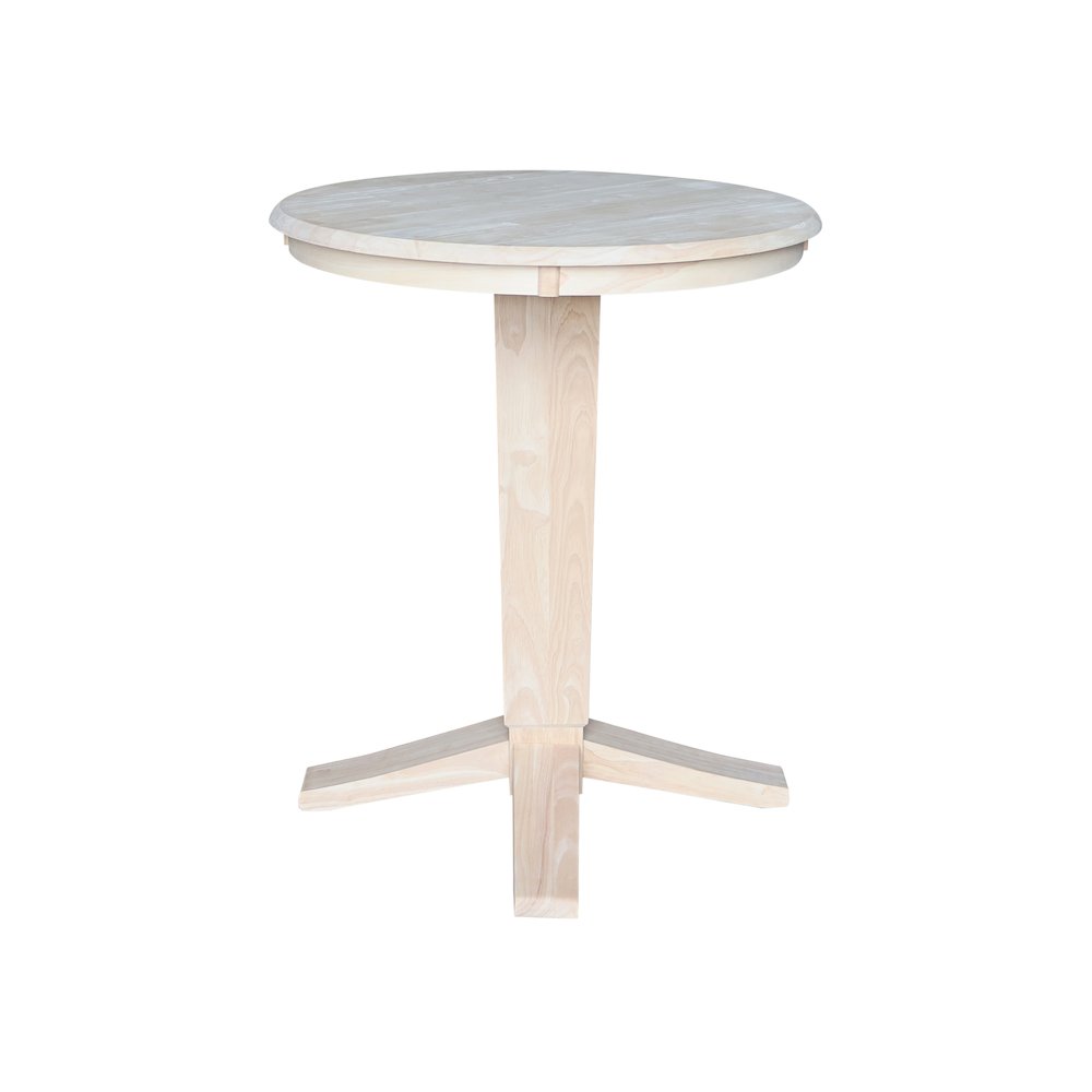 30 in Round Top Counter Height Pedestal Dining Table in Unfinished. Picture 1