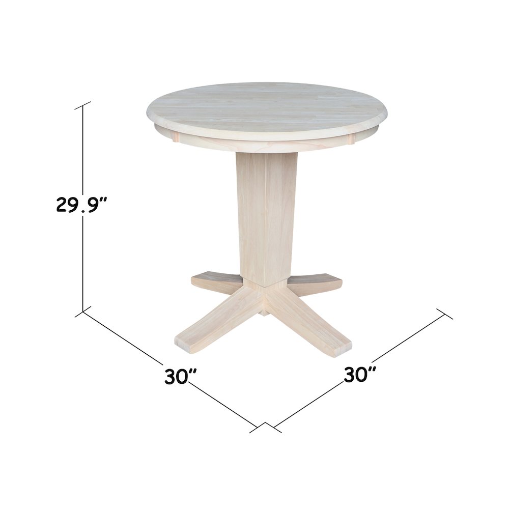 30 in Round Top Pedestal Dining Table in Unfinished. Picture 2