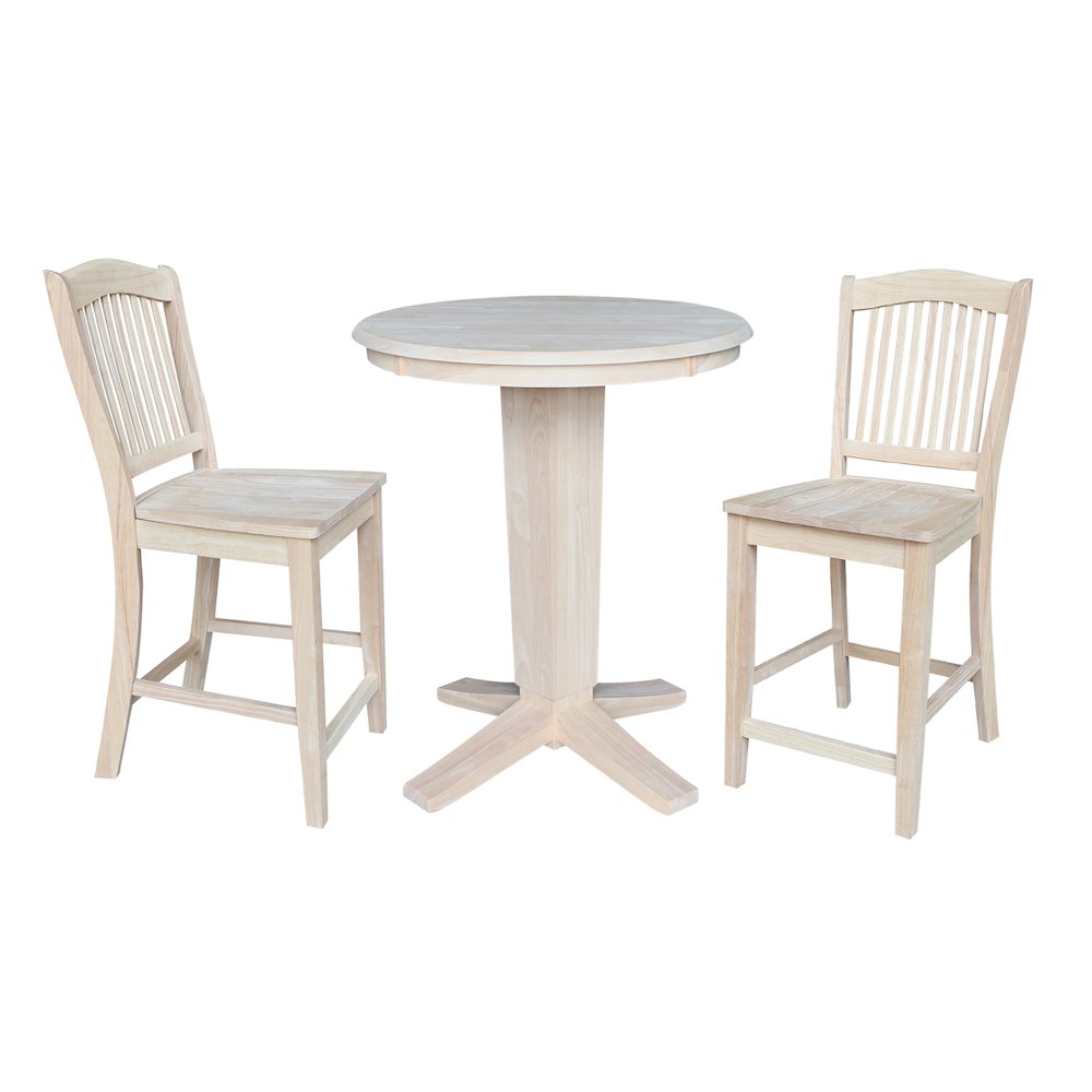 30 in Round Top Counter Height Dining Table with 2 Stools - 3 Piece Set. Picture 1