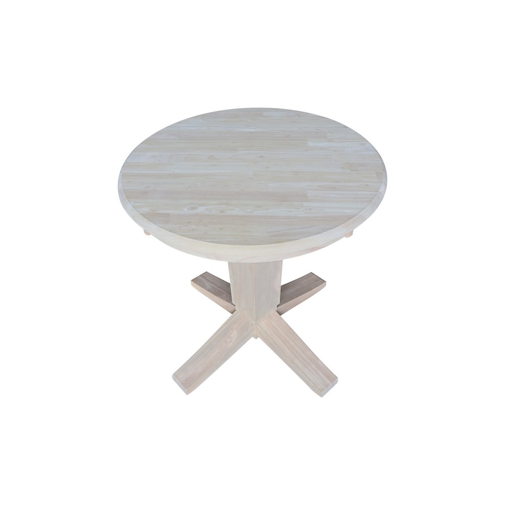 30 in Round Top Pedestal Dining Table in Unfinished. Picture 5