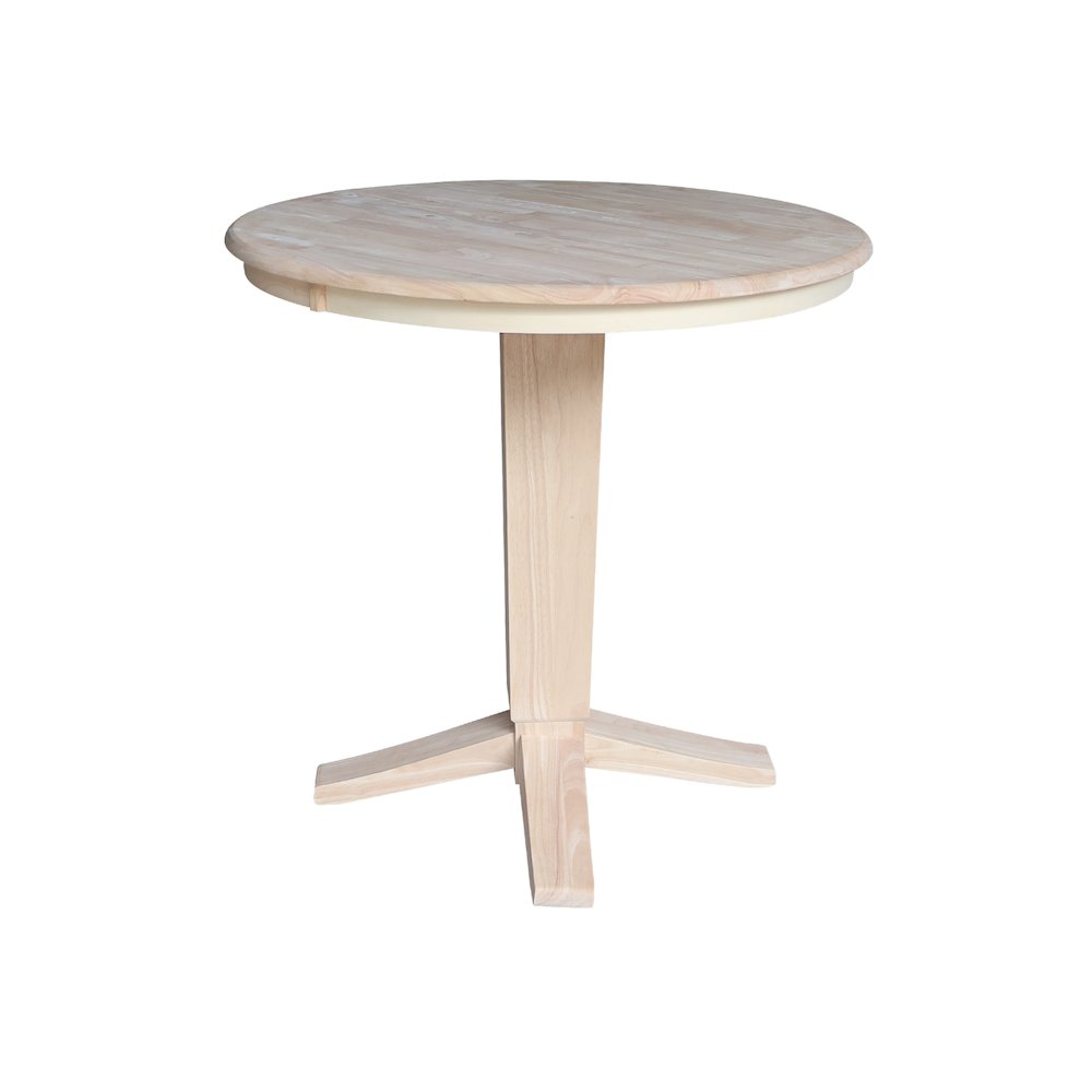 36 in Round Top Counter Height Pedestal Dining Table in Unfinished. Picture 3