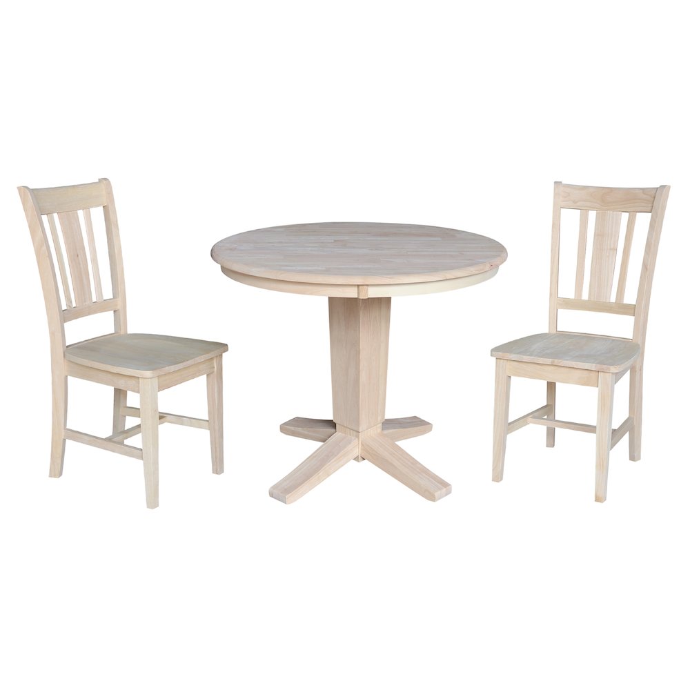 36 in Round Top Pedestal Dining Table with 2 Dining Chairs - 3 Piece Set. Picture 4