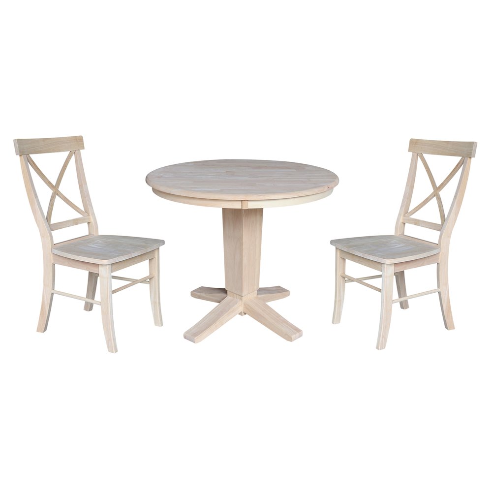 36 in Round Top Pedestal Dining Table with 2 Dining Chairs - 3 Piece Set. Picture 4
