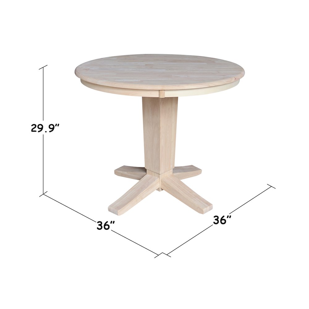 36 in Round Top Pedestal Dining Table in Unfinished. Picture 2
