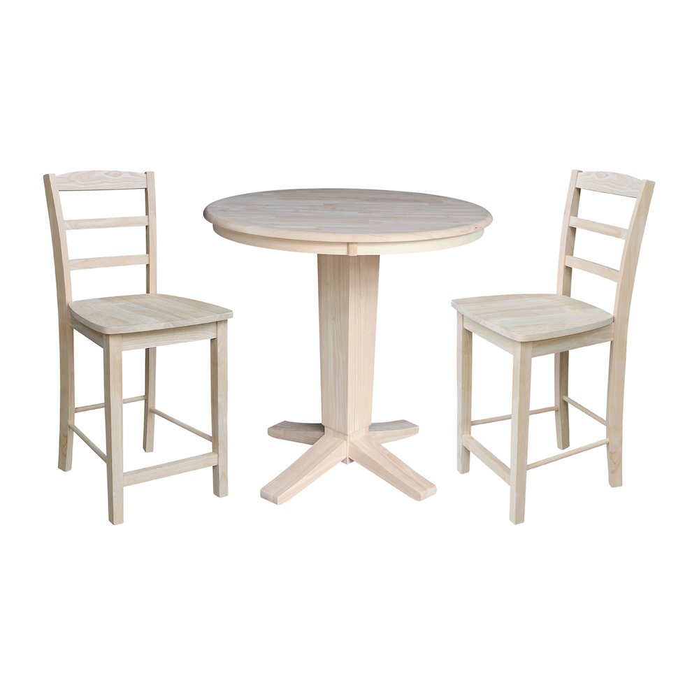 36 in Round Top Counter Height Dining Table with 2 Stools - 3 Piece Set. Picture 1