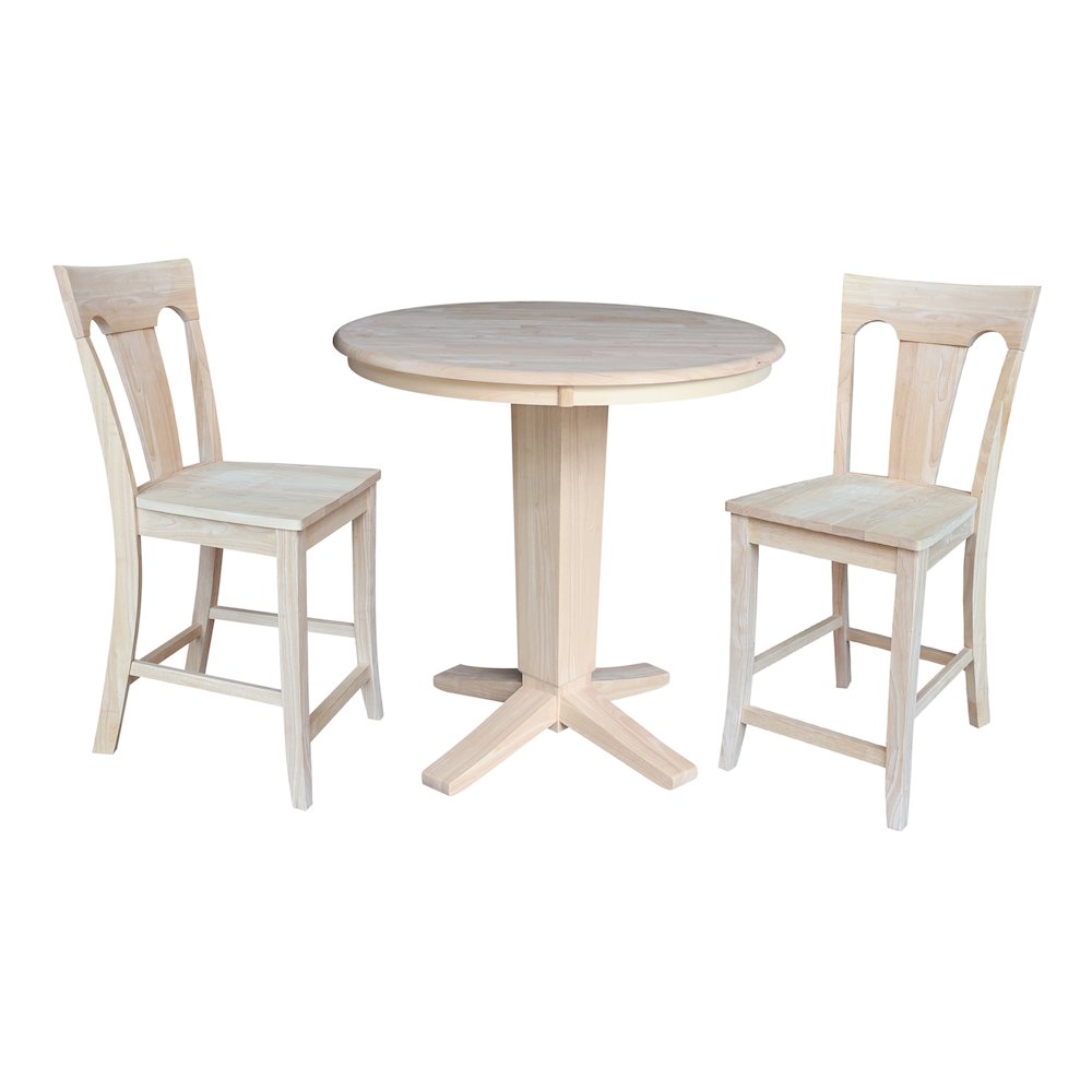 36 in Round Top Counter Height Dining Table with 2 Stools - 3 Piece Set. Picture 1