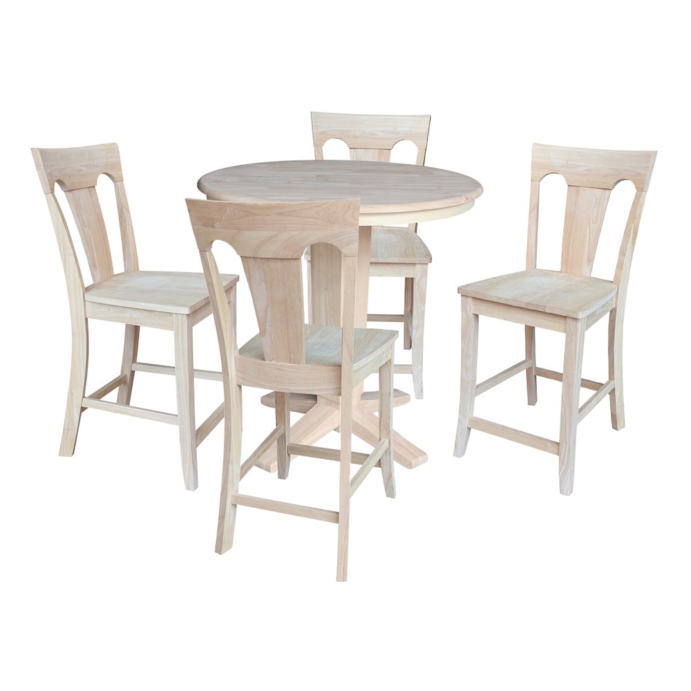 36 in Round Top Counter Height Dining Table with 4 Stools - 5 Piece Set. Picture 4