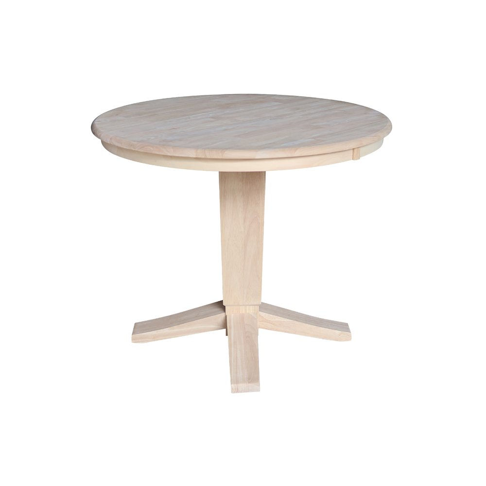 36 in Round Top Pedestal Dining Table in Unfinished. Picture 3
