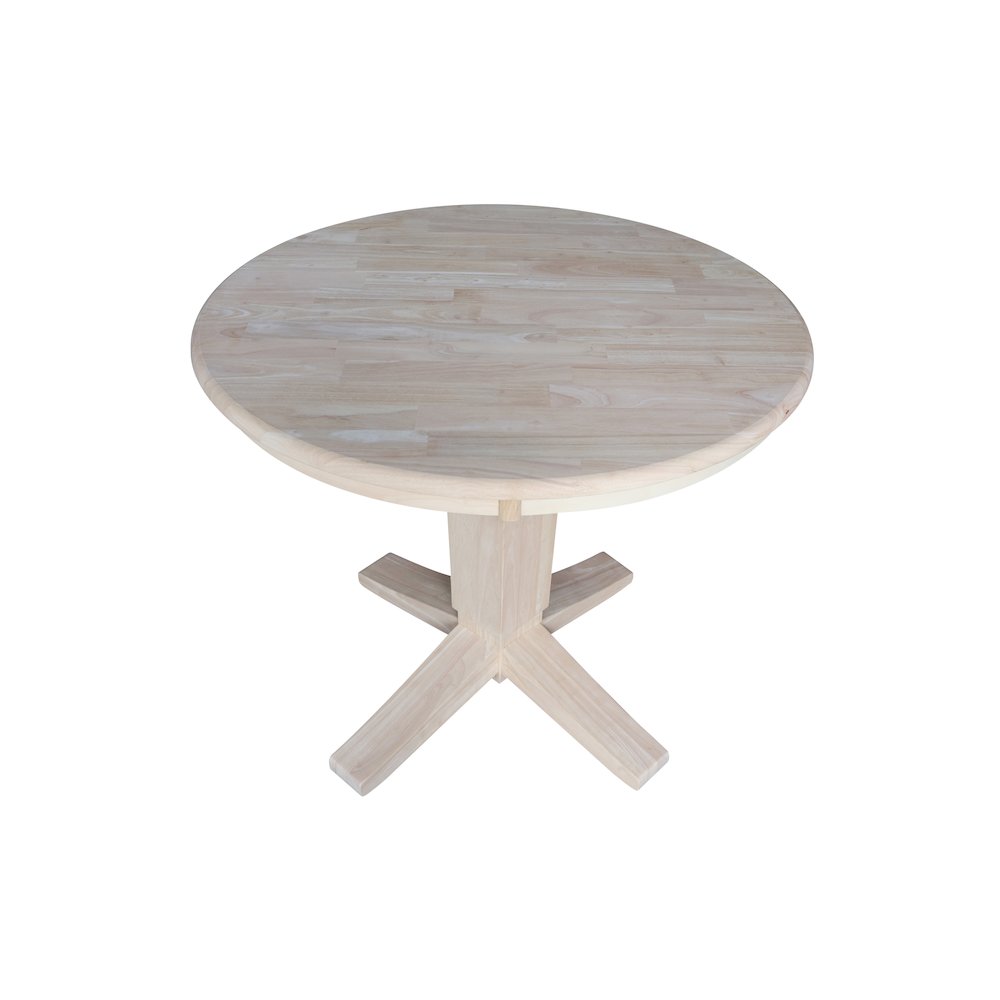 36 in Round Top Pedestal Dining Table in Unfinished. Picture 5