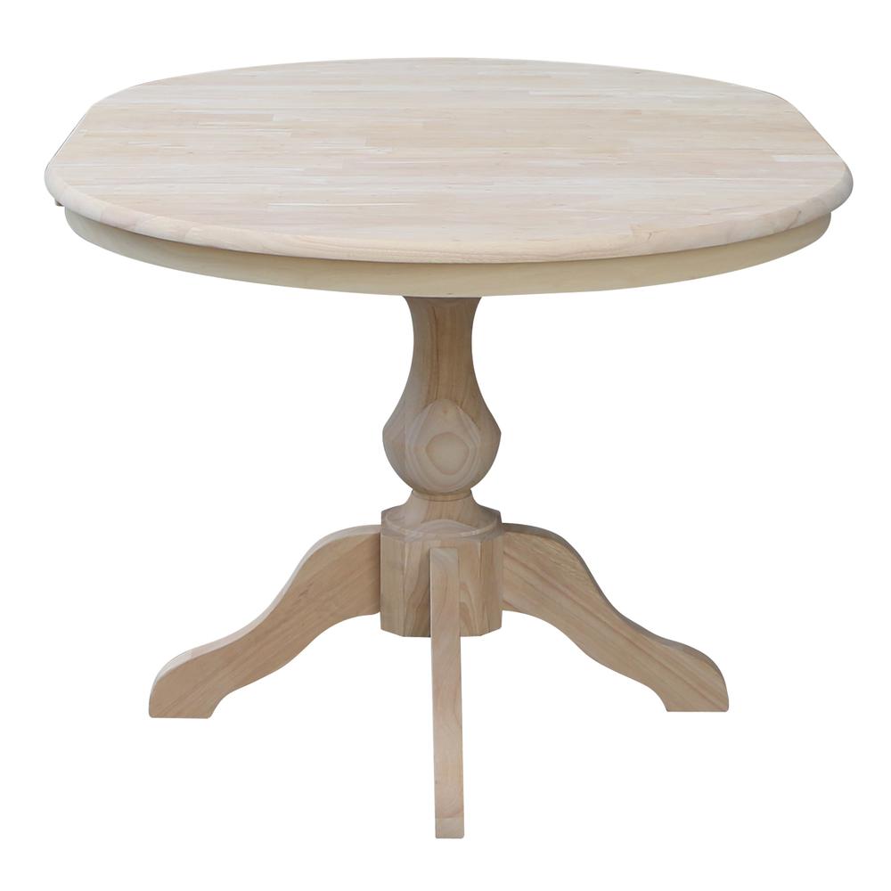 36" Round Top Pedestal Table With 12" Leaf - 28.9"H - Dining Height, Unfinished. Picture 12
