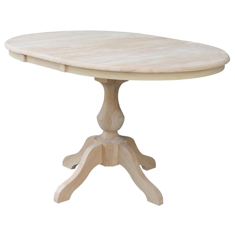 36" Round Top Pedestal Table With 12" Leaf - 28.9"H - Dining Height, Unfinished. Picture 16