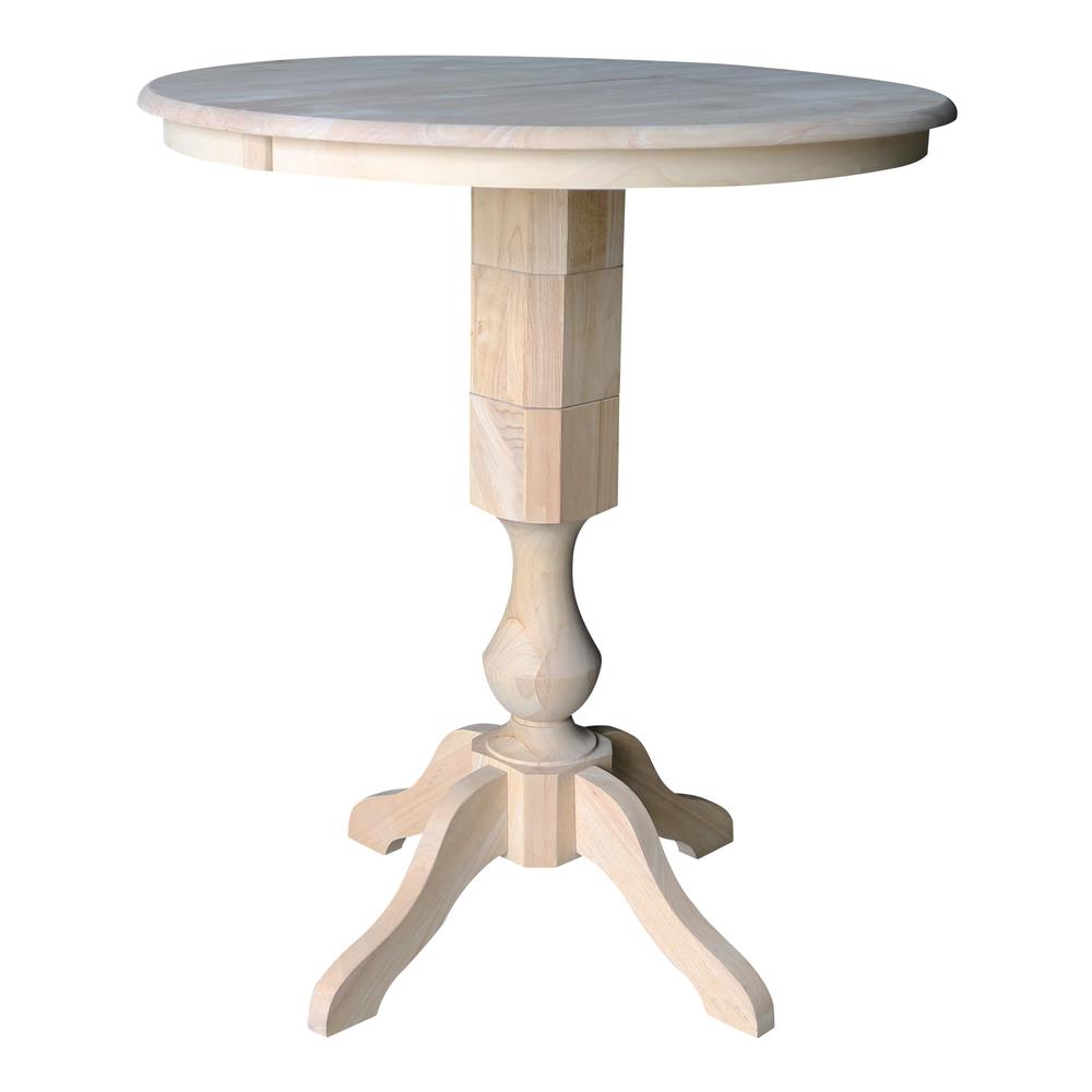 36" Round Top Pedestal Table With 12" Leaf - 28.9"H - Dining Height, Unfinished. Picture 34