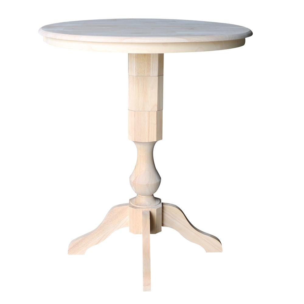 36" Round Top Pedestal Table With 12" Leaf - 28.9"H - Dining Height, Unfinished. Picture 31