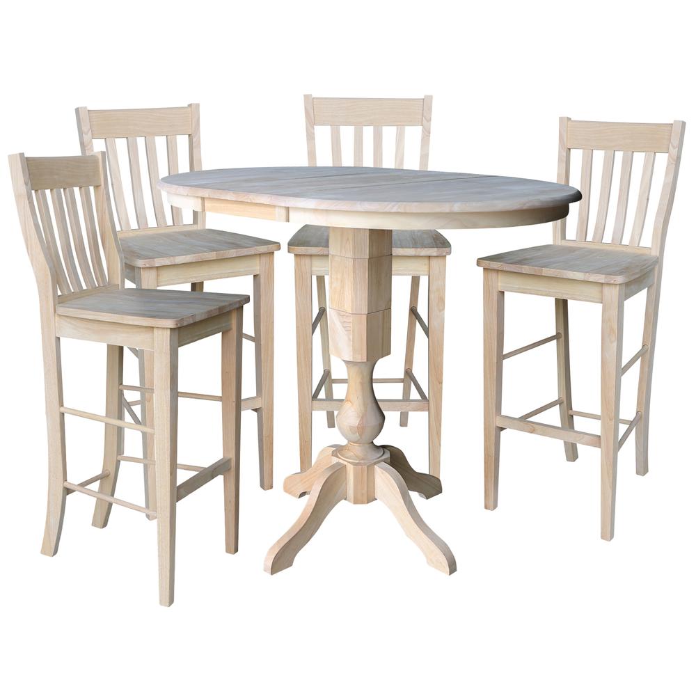 36" Round Top Pedestal Table With 12" Leaf - 28.9"H - Dining Height, Unfinished. Picture 38