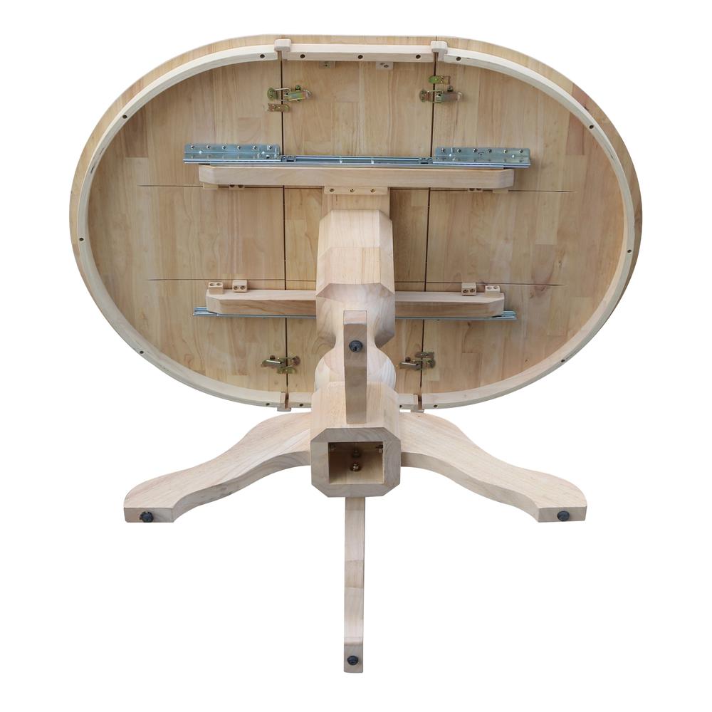 36" Round Top Pedestal Table With 12" Leaf - 28.9"H - Dining Height, Unfinished. Picture 25