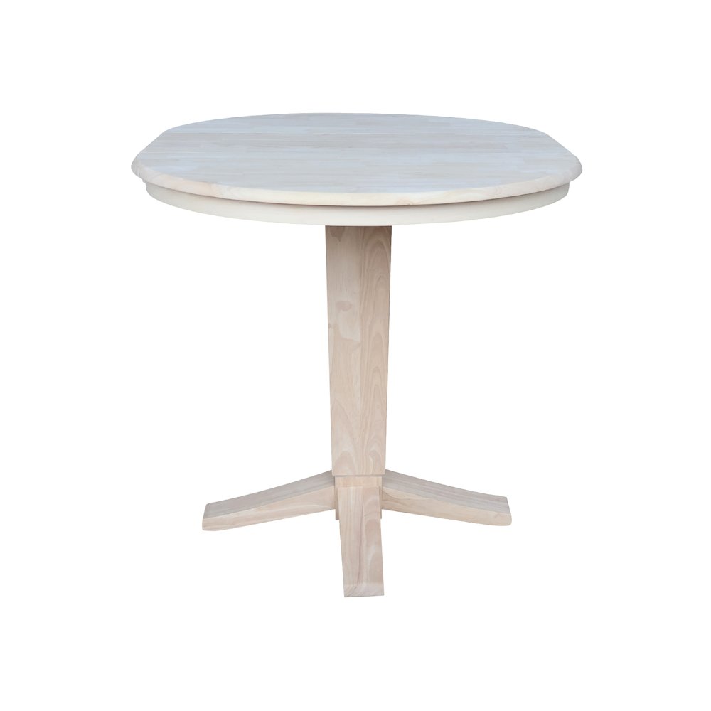 36 in Round Top Pedestal Counter Height Dining Table with 12 in Leaf. Picture 5