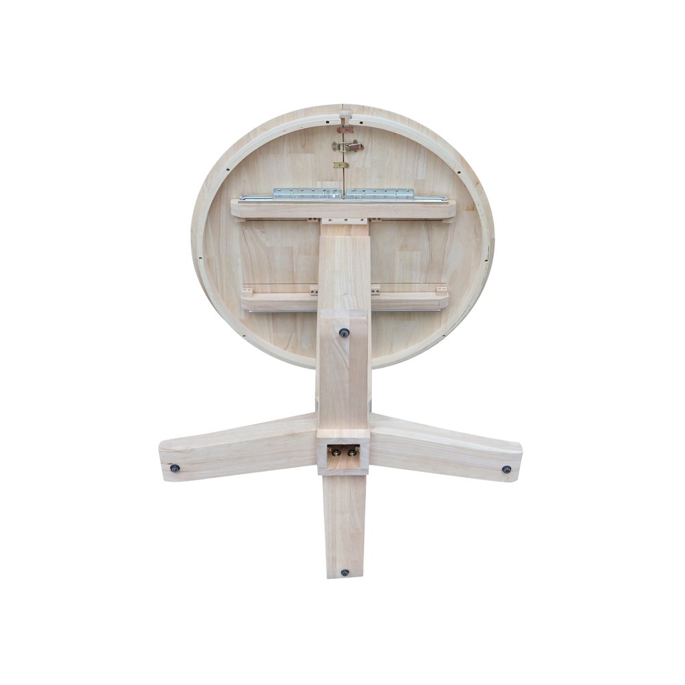 36 in Round Top Pedestal Counter Height Dining Table with 12 in Leaf. Picture 8