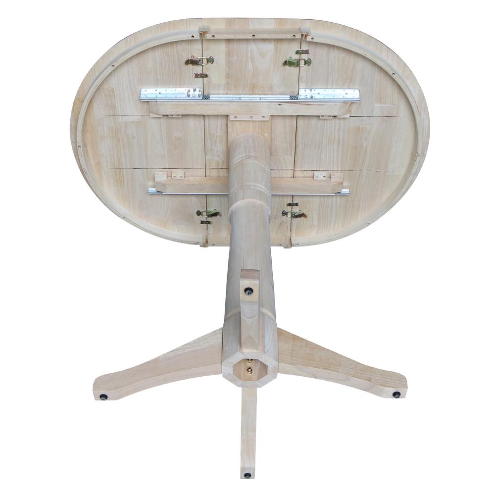 36" Round Top Pedestal Table With 12" Leaf - 28.9"H - Dining Height, Unfinished. Picture 55