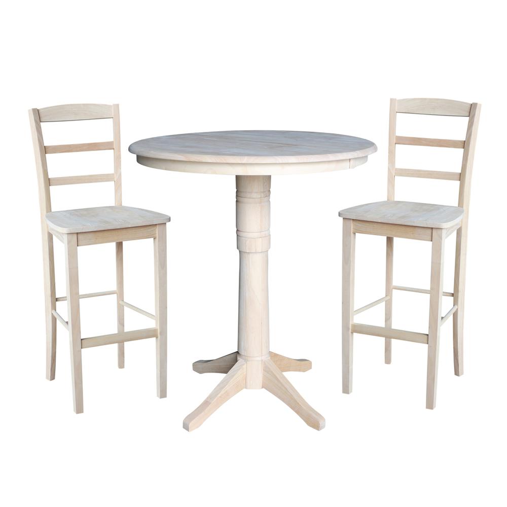 36" Round Top Pedestal Table With 12" Leaf - 28.9"H - Dining Height, Unfinished. Picture 59