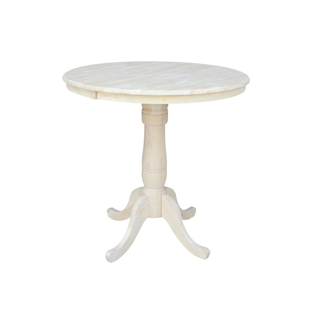36" Round Top Pedestal Table With 12" Leaf - 28.9"H - Dining Height, Unfinished. Picture 76
