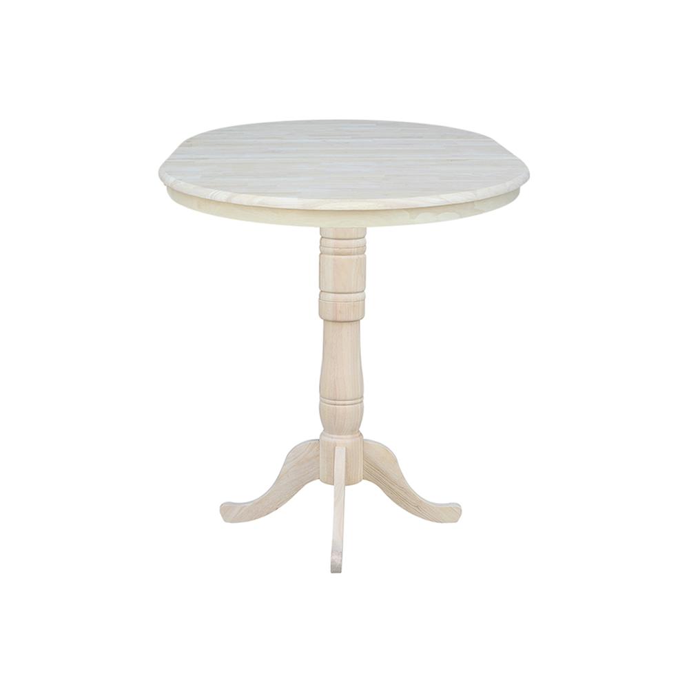 36" Round Top Pedestal Table With 12" Leaf - 28.9"H - Dining Height, Unfinished. Picture 72