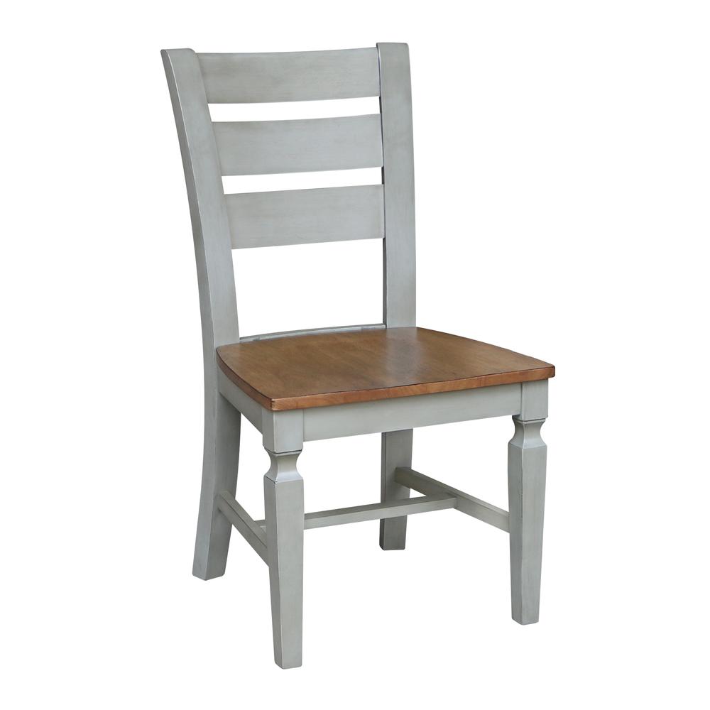 44 in. Round Top Dining Table with 4 Chairs in Hickory/Stone. Picture 4