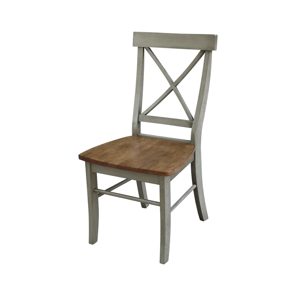 30" Round Top Pedestal Table With 2 X-Back Chairs - Set of 3 Pieces. Picture 3