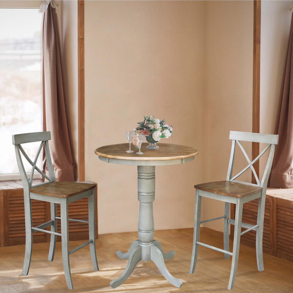 30" Round Pedestal Bar Height Table With 2 X-Back  Bar Height Stools. Picture 4