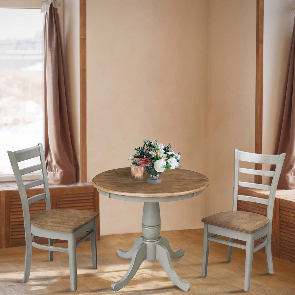 30" Round Top Pedestal Table With 2 Emily Chairs - Set of 3 Pieces. Picture 4