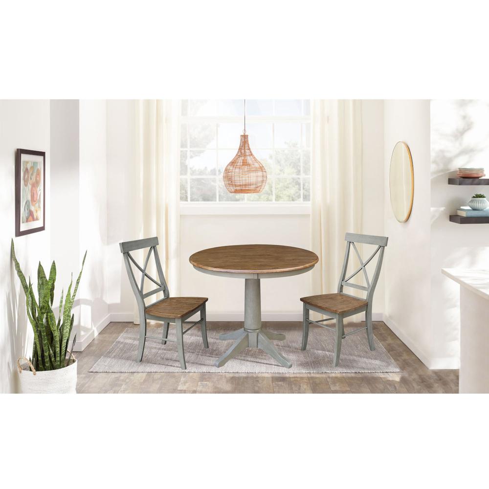 36" Round Top Pedestal Table With 2 X-Back Chairs - Set of 3 Pieces. Picture 4