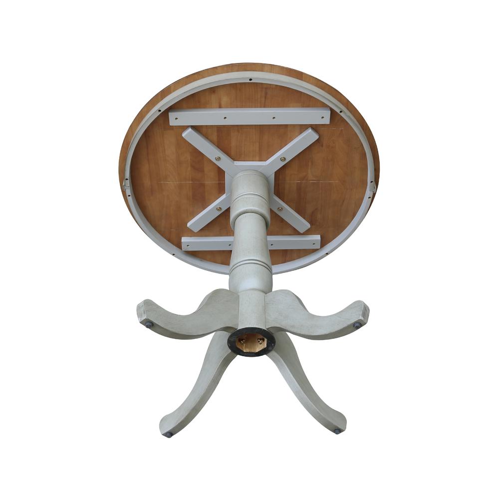 36" Round Top Pedestal Table - Counter Height - Distressed Hickory/Stone Finish. Picture 3