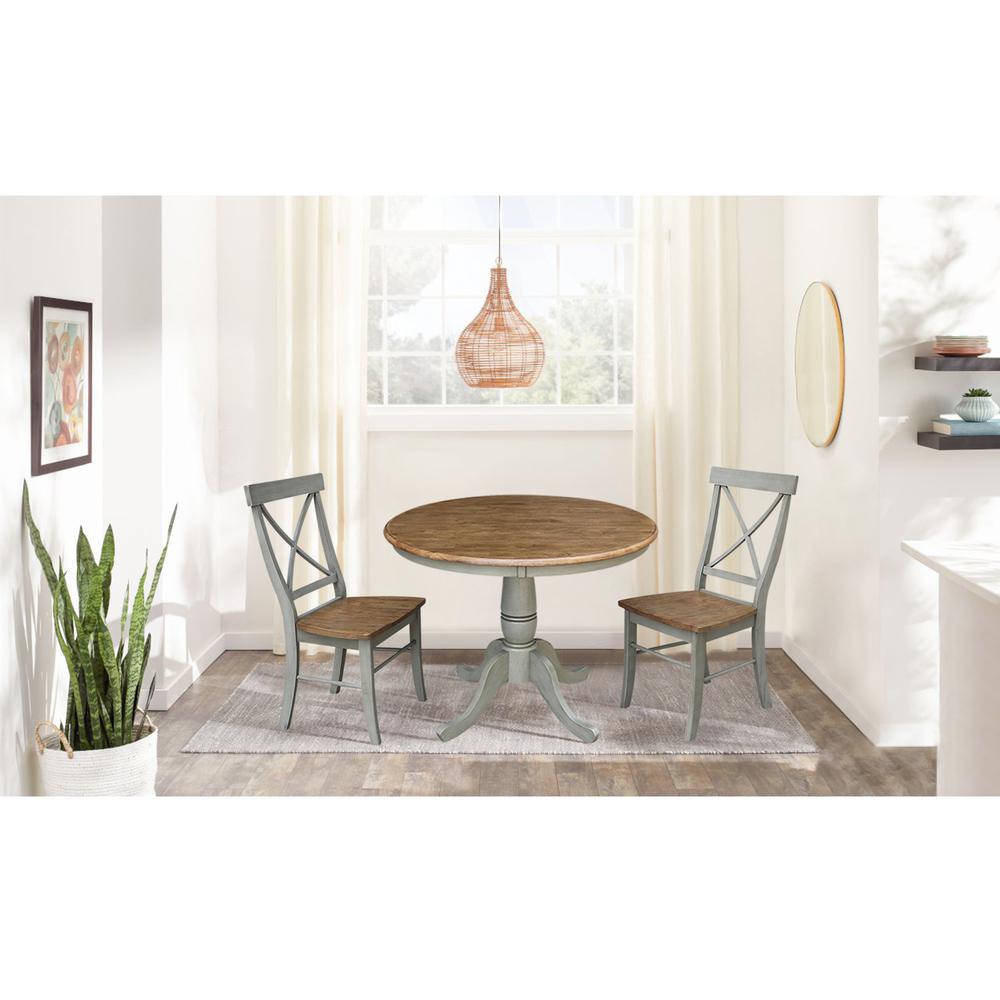 36" Round Top Pedestal Table With 2 X-Back Chairs - Set of 3 Pieces. Picture 4